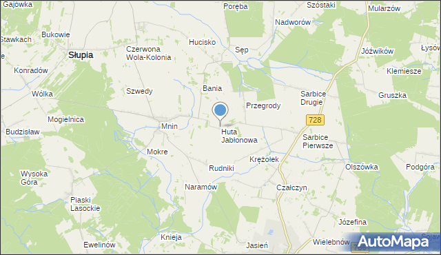 mapa Huta Jabłonowa, Huta Jabłonowa na mapie Targeo